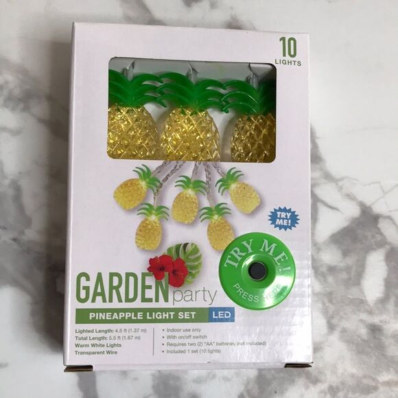NIB Garden Party Pineapple LED String Light Set 10 Lights Indoor 4.5’ - Picture 1 of 7